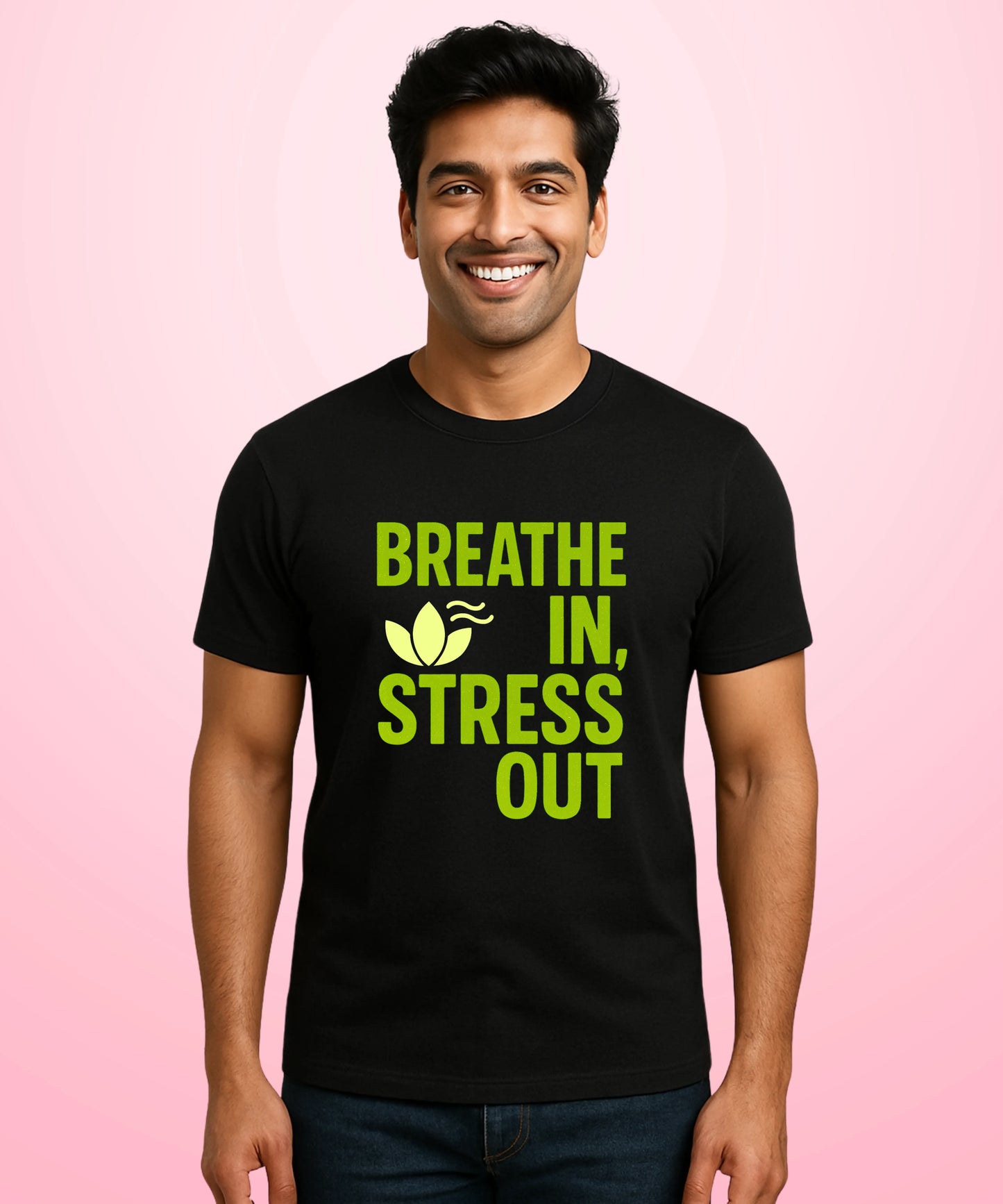 Breathe In, Stress Out Black T-Shirt