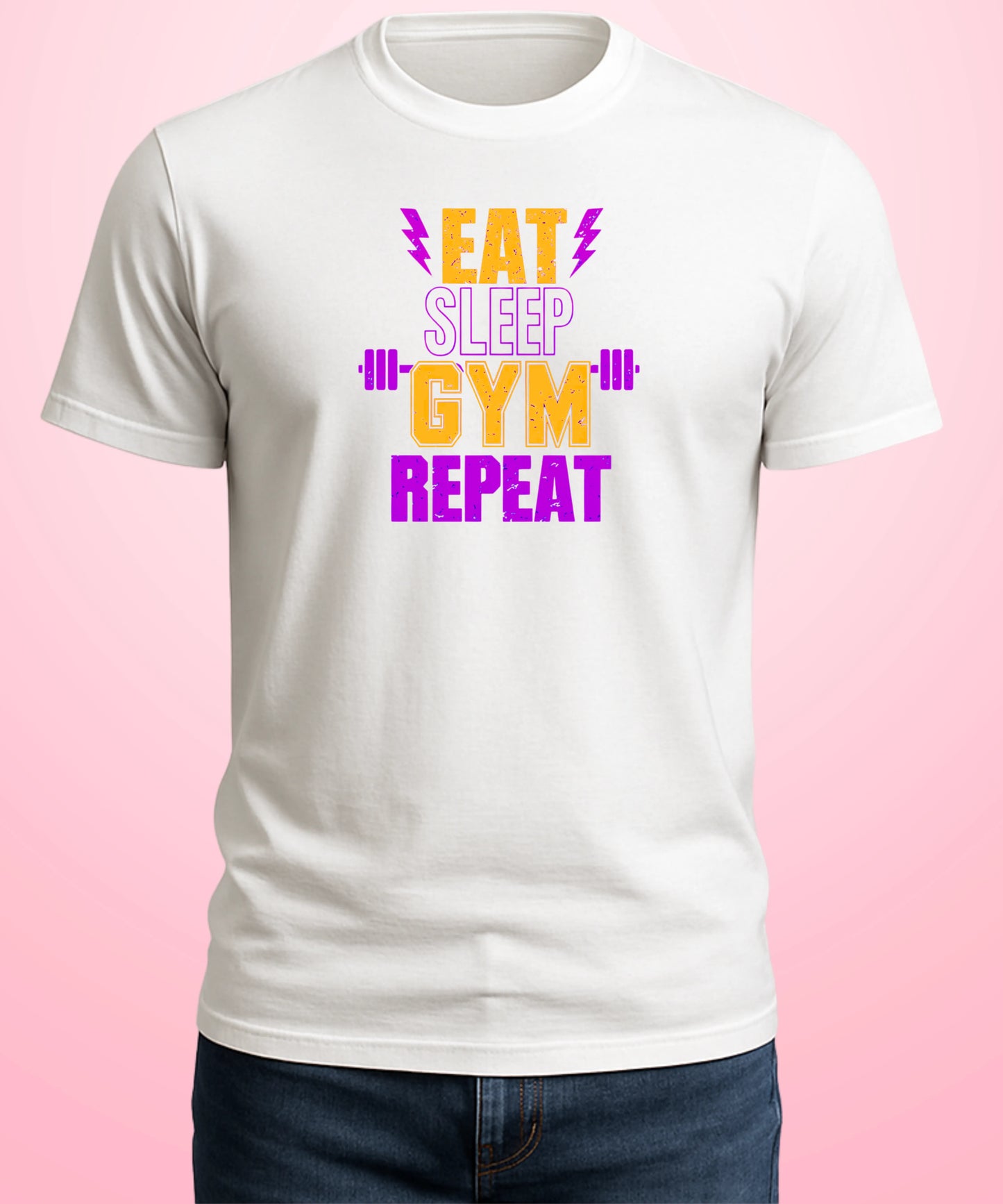 Eat Sleep Gym Repeat White T-Shirt