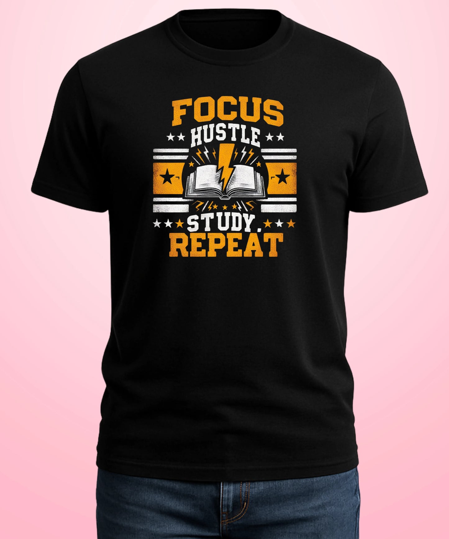 Focus. Hustle. Study. Repeat Black T-Shirt