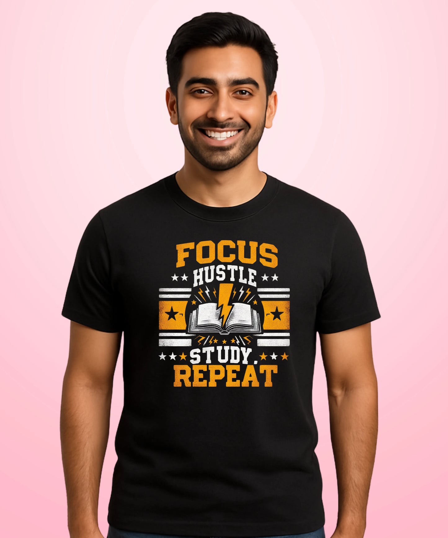 Focus. Hustle. Study. Repeat Black T-Shirt