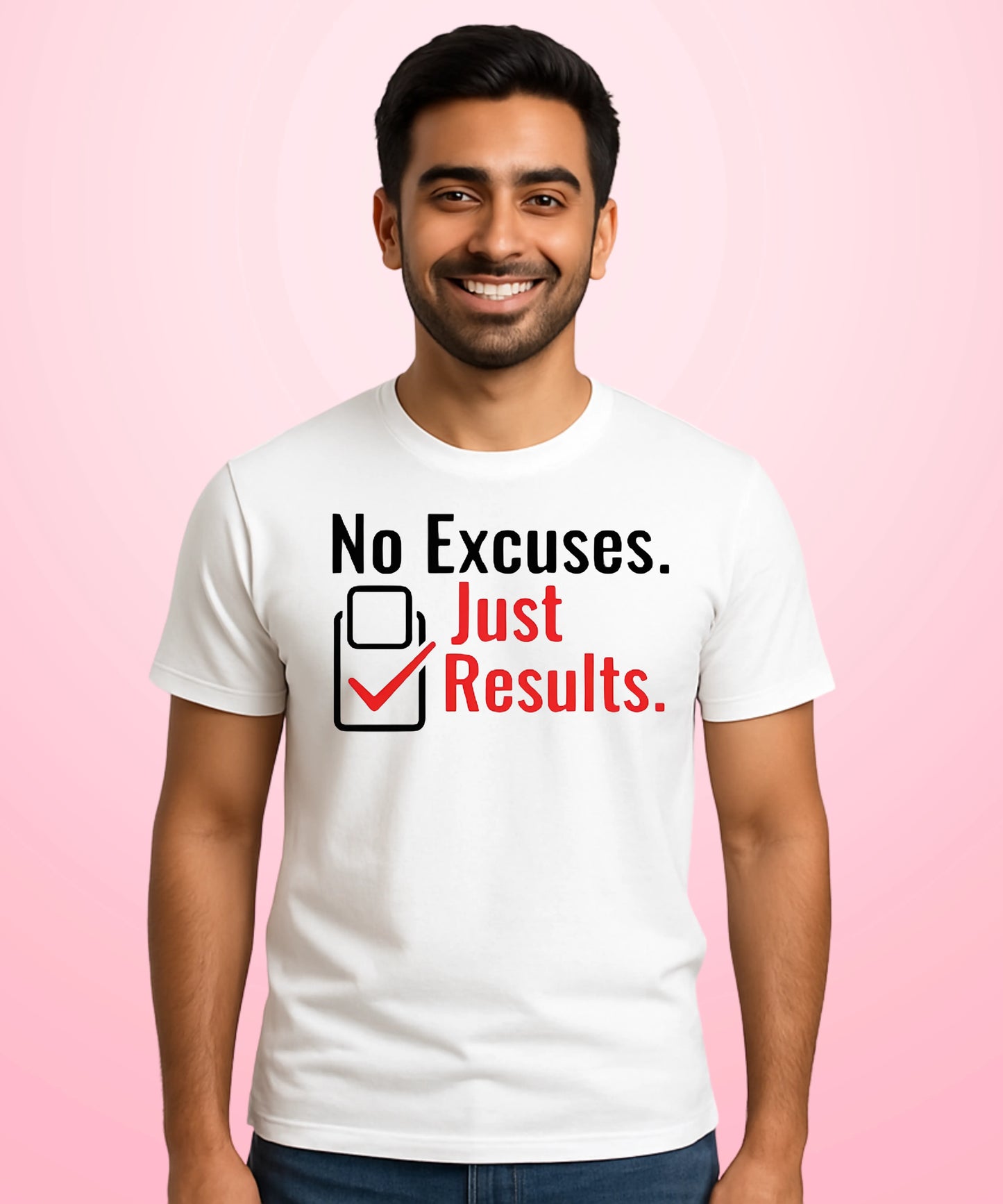 No Excuses. Just Results White T-Shirt