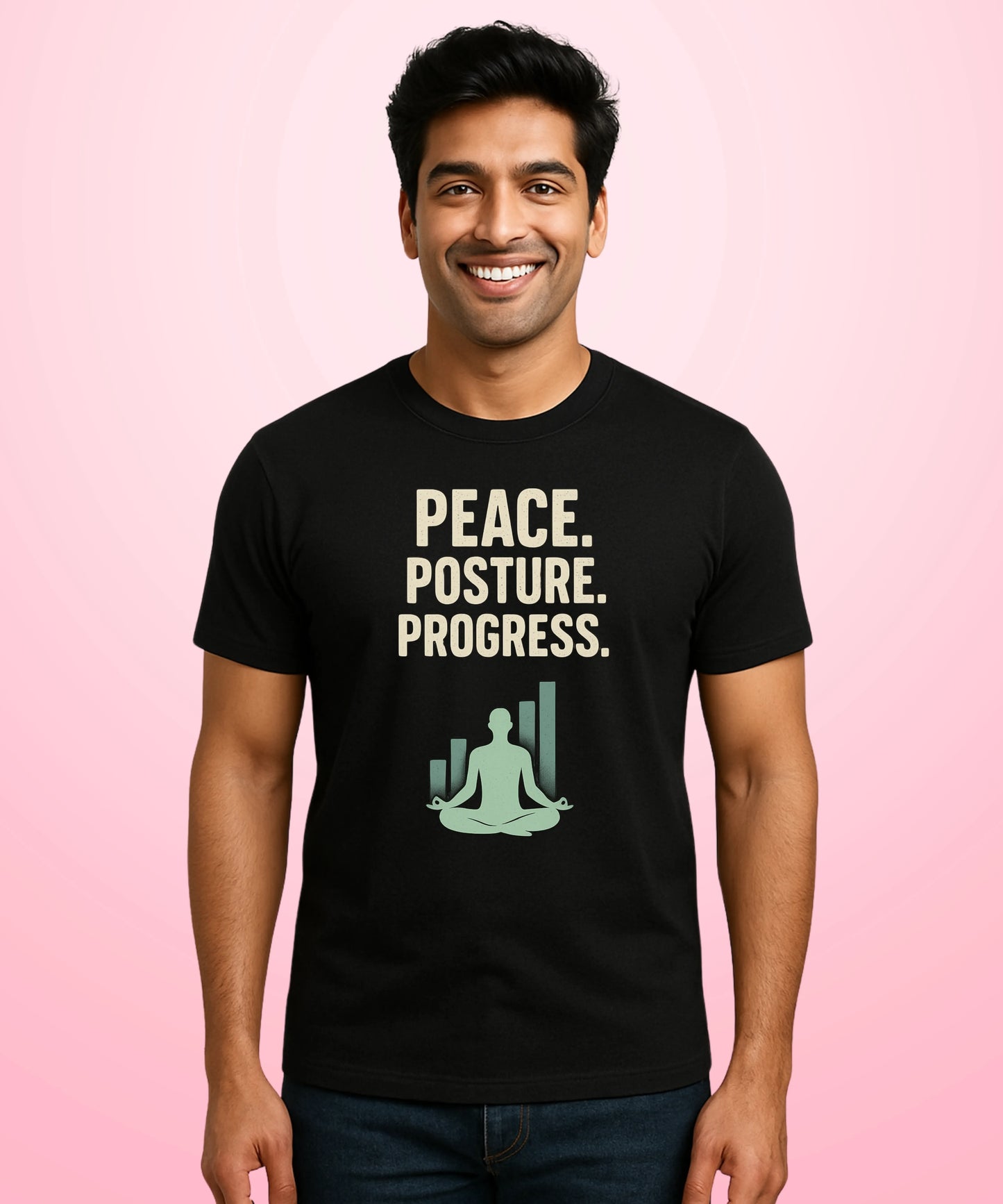 Peace. Posture. Progress. Black T-Shirt