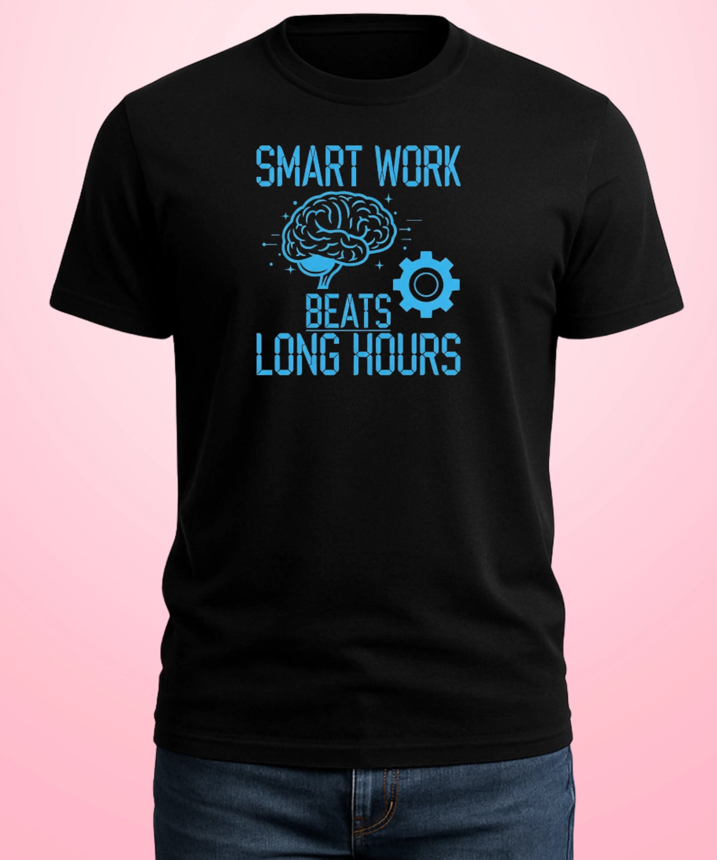 Smart Work Beats Long Hours Black T-Shirt