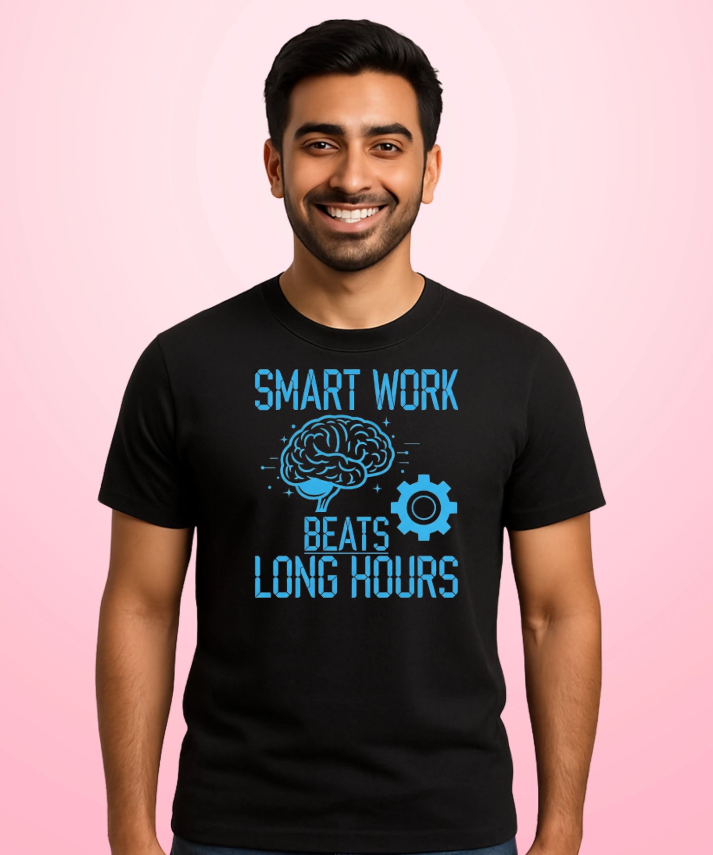 Smart Work Beats Long Hours Black T-Shirt