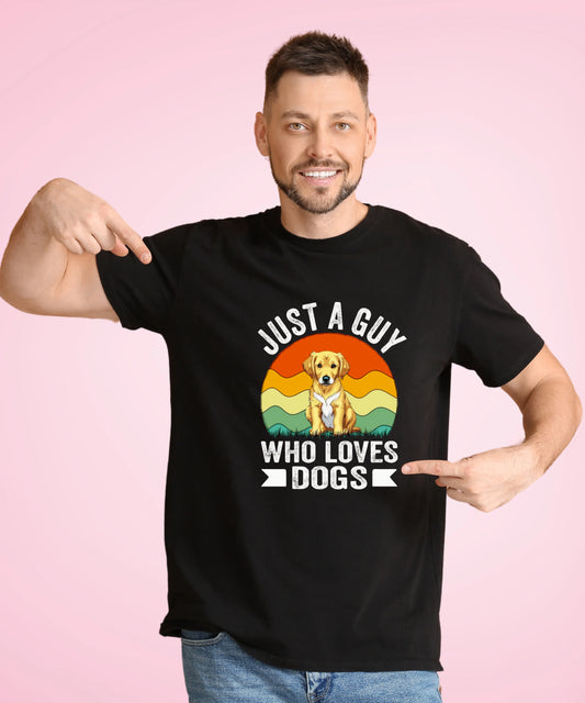 Just a Guy Who Loves Dogs Black T-Shirt