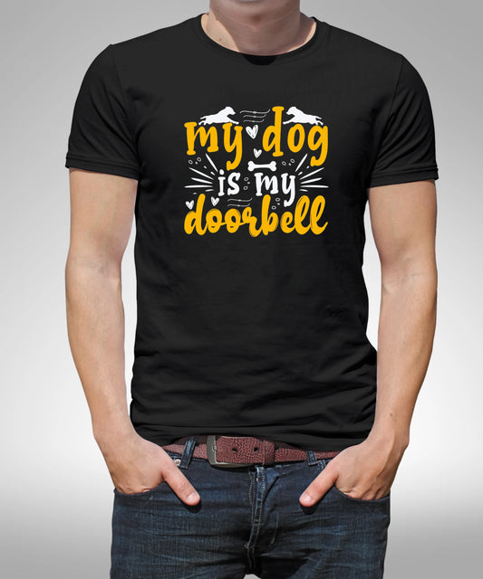 My Dog Is My Doorbell Black-T-Shirt