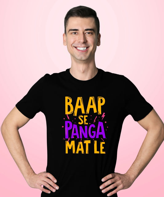 Baap Se Panga Mat Le Black T-Shirt