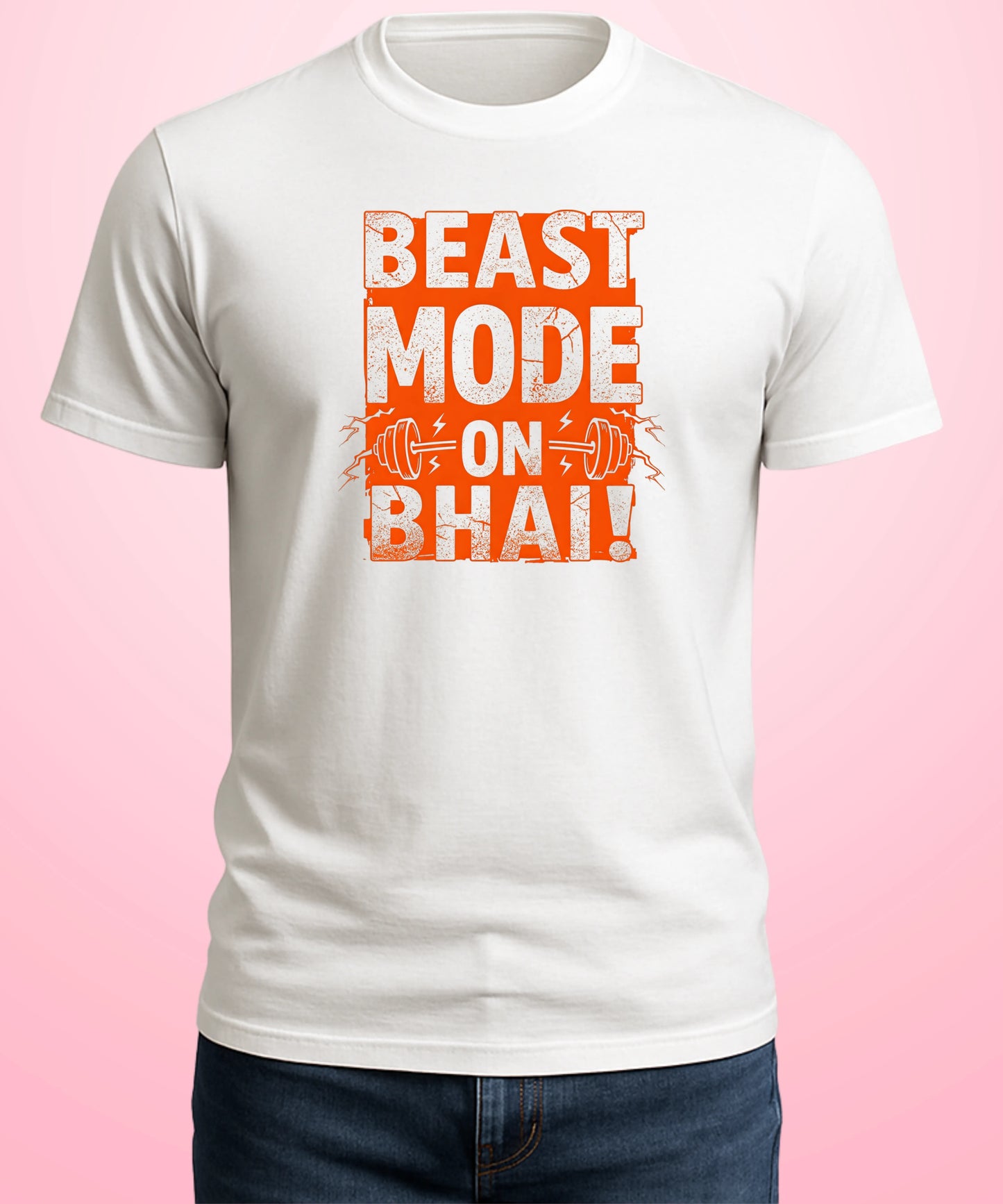 Beast Mode On Bhai White T-Shirt