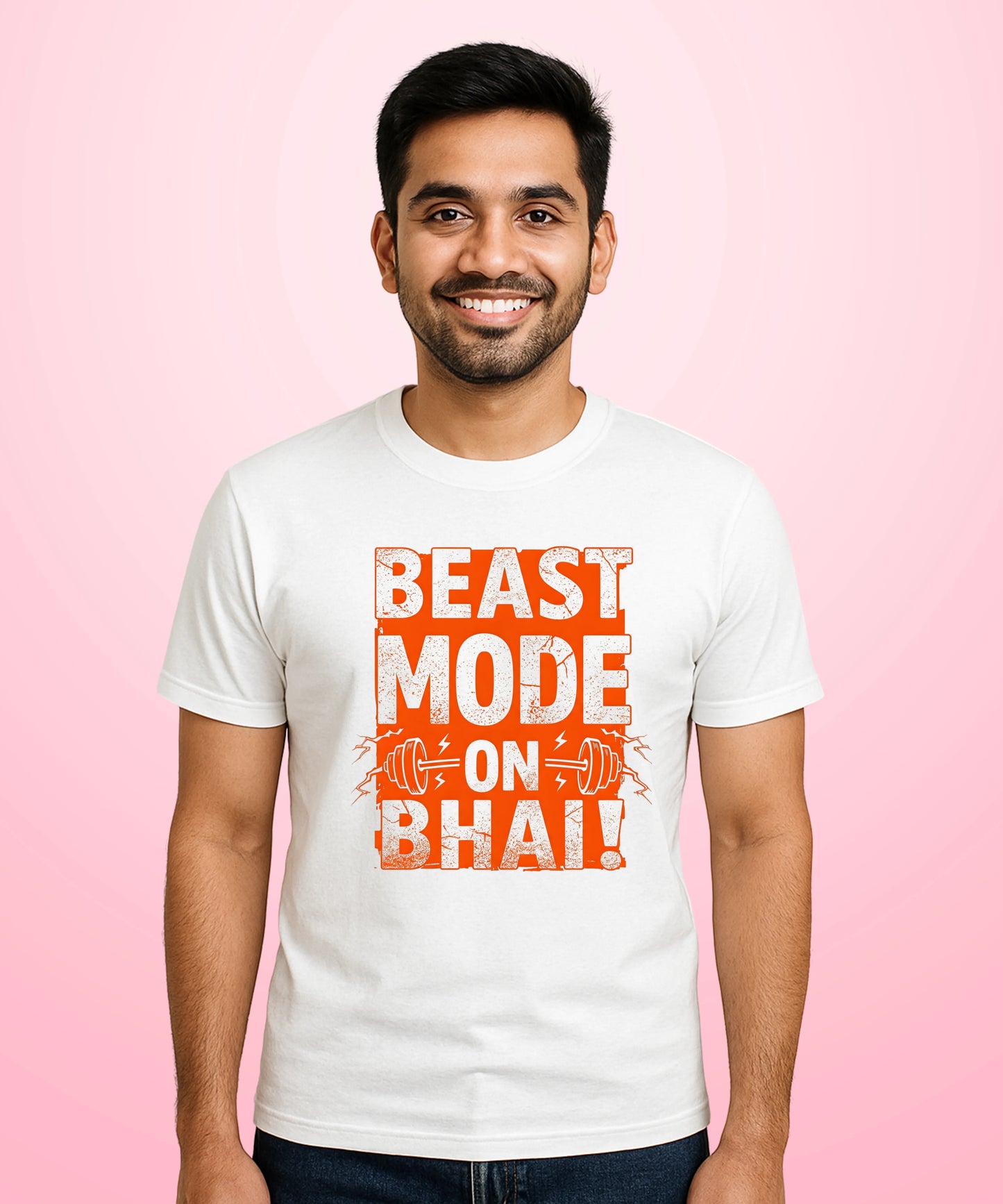 Beast Mode On Bhai White T-Shirt