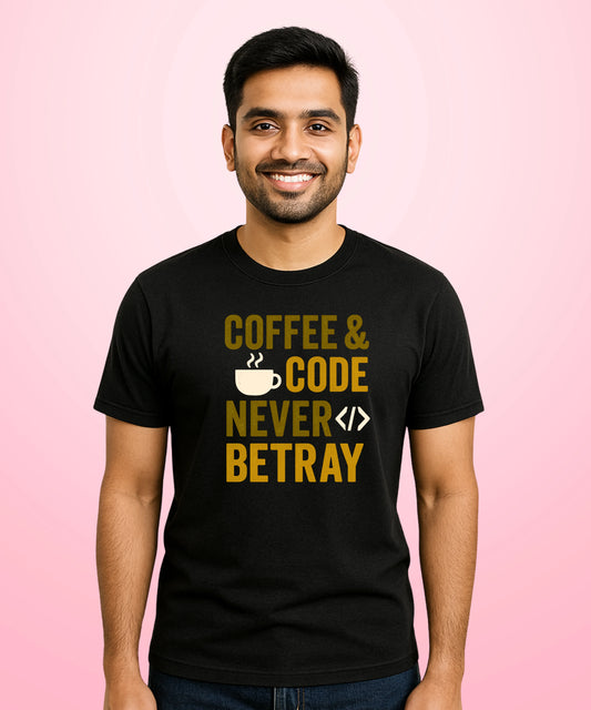 Coffee Code Never Betray Black T-Shirt