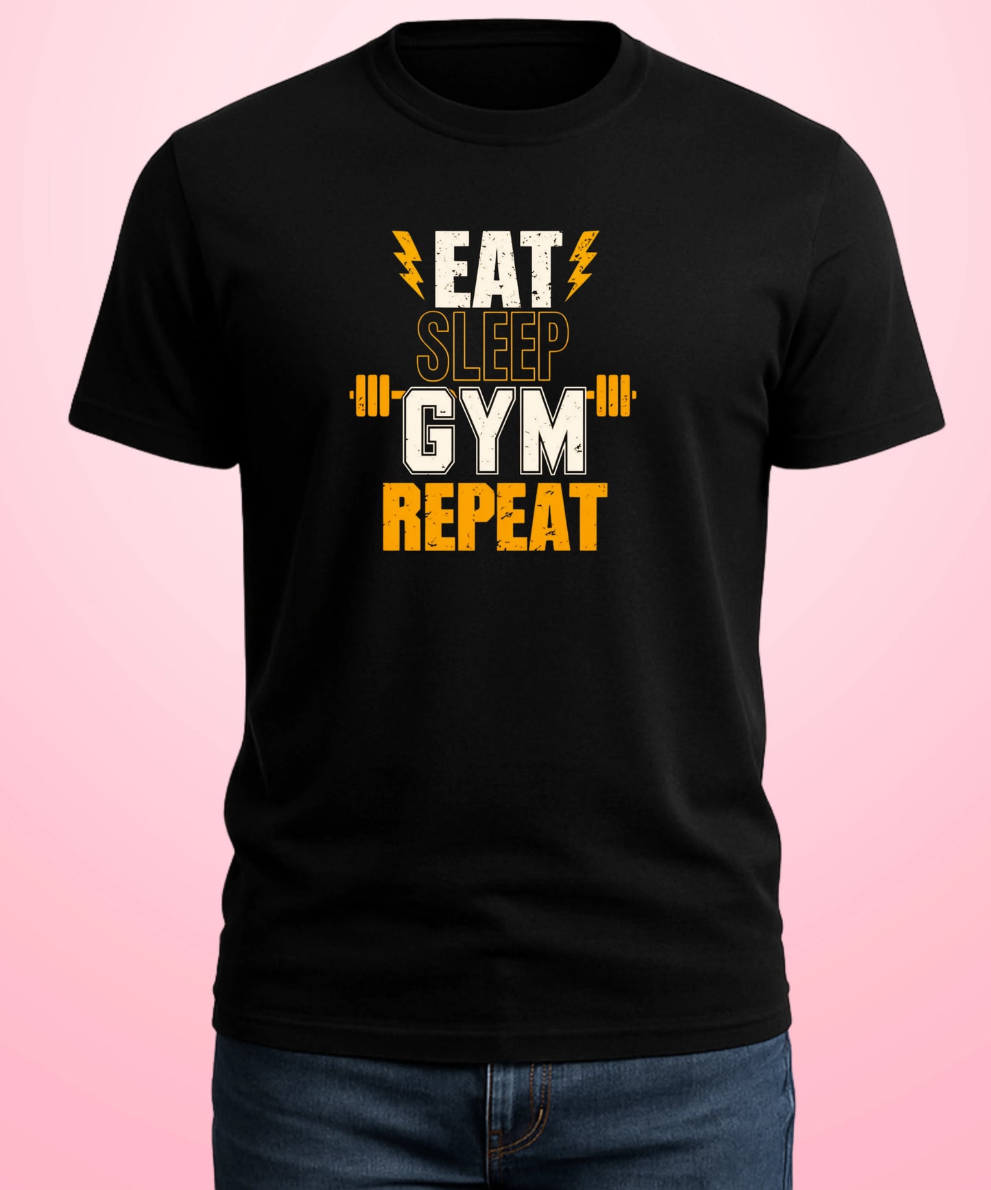 Eat Sleep Gym Repeat Black T-Shirt