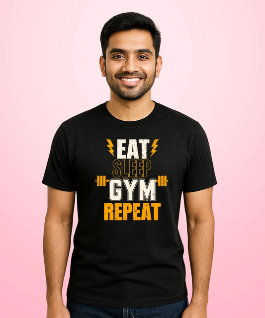 Eat Sleep Gym Repeat Black T-Shirt