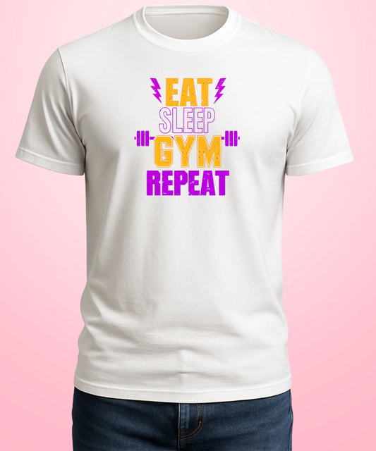 Eat Sleep Gym Repeat White T-Shirt