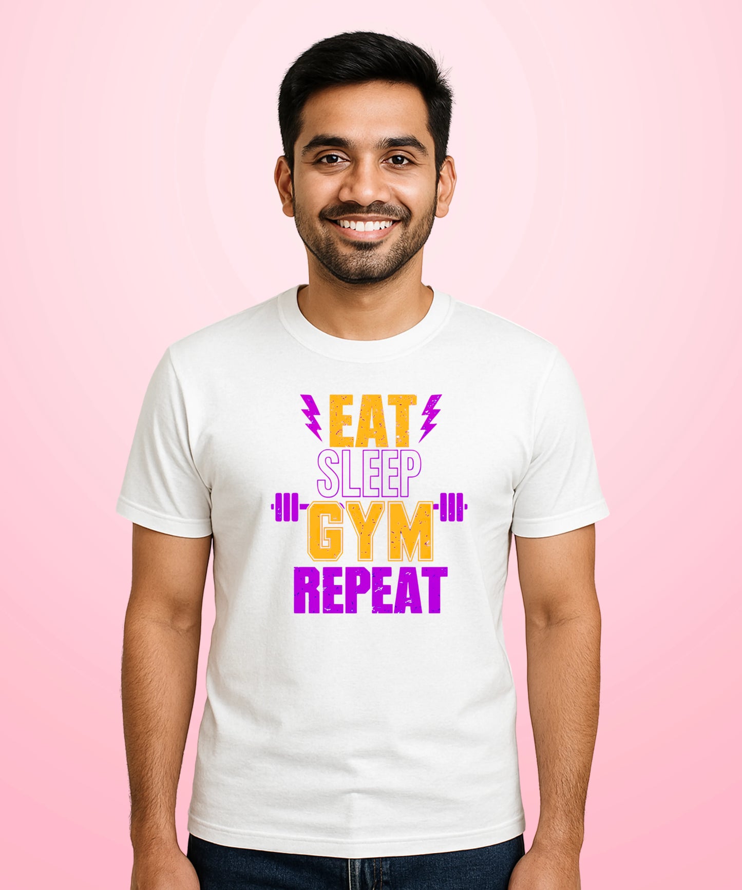 Eat Sleep Gym Repeat White T-Shirt