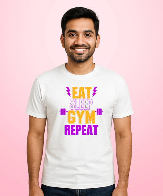 Eat Sleep Gym Repeat White T-Shirt
