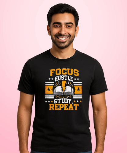 Focus. Hustle. Study. Repeat Black T-Shirt