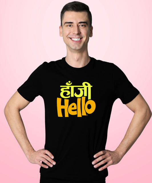 Haanjee Hello Black T-Shirt