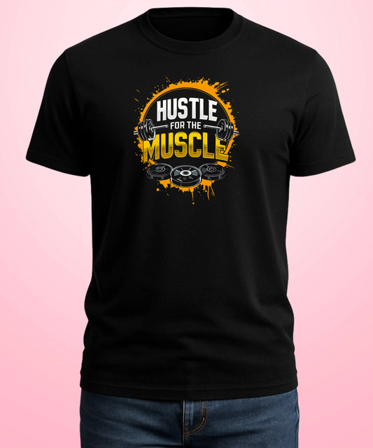 Hustle for the Muscle Black T-Shirt