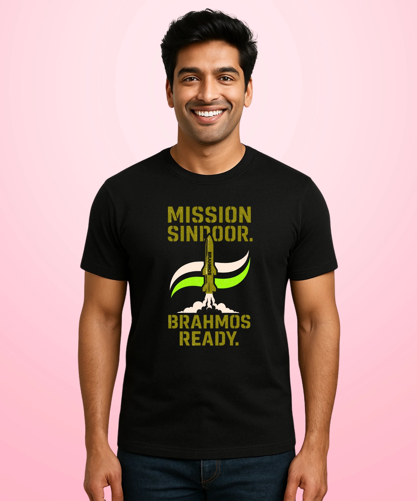 Mission Sindoor. BrahMos Ready Black T-Shirt