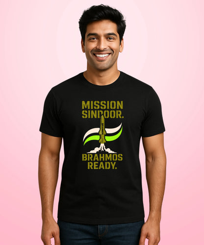 Mission Sindoor. BrahMos Ready Black T-Shirt