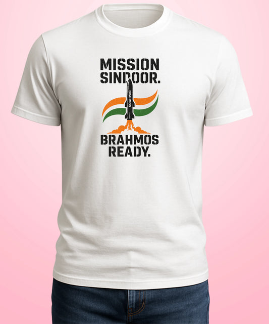 Mission Sindoor. BrahMos Ready White T-Shirt