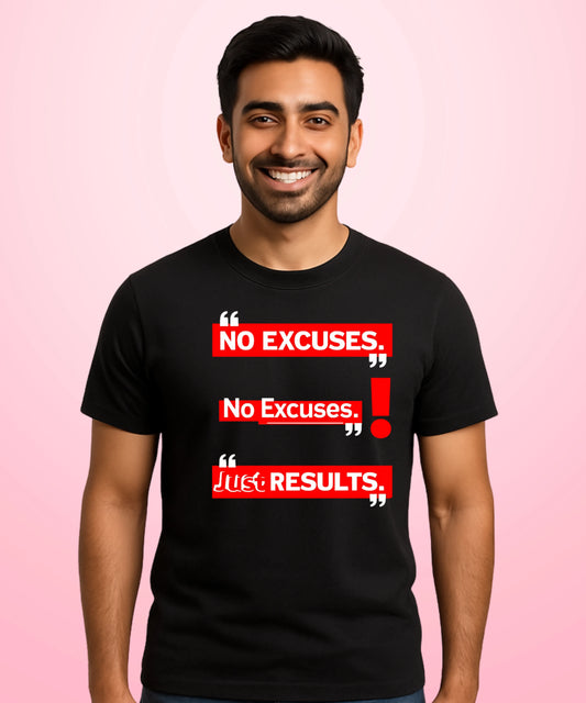 No Excuses. Just Results Black T-Shirt