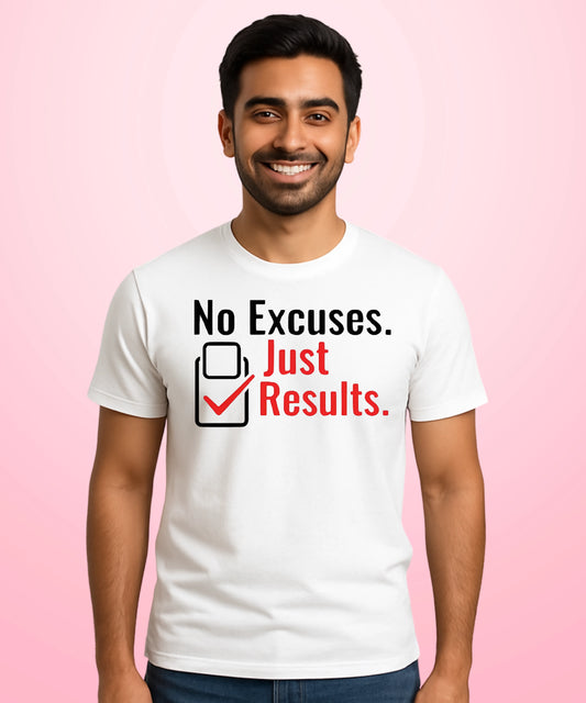 No Excuses. Just Results White T-Shirt