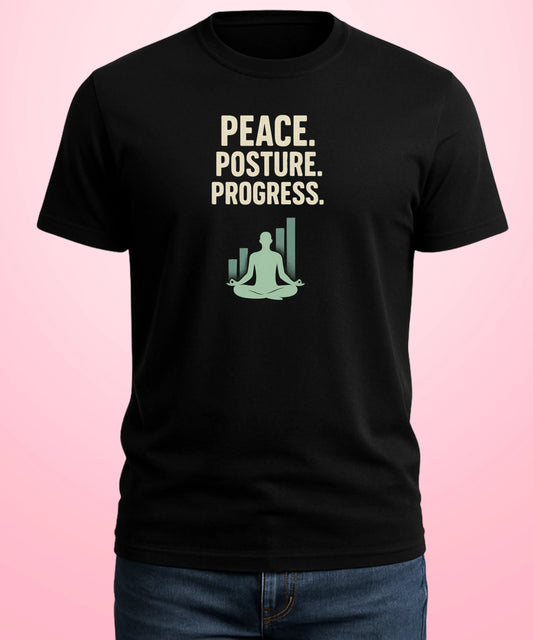 Peace. Posture. Progress. Black T-Shirt