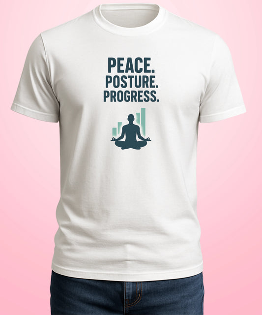 Peace. Posture. Progress White T-Shirt