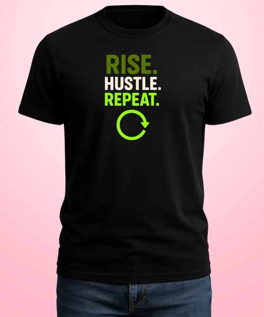Rise Hustle Repeat Black T-Shirt