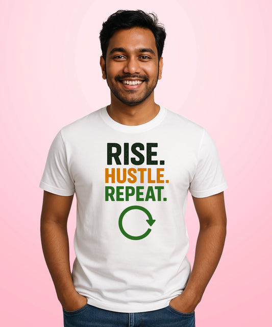 Rise Hustle Repeat White T-Shirt