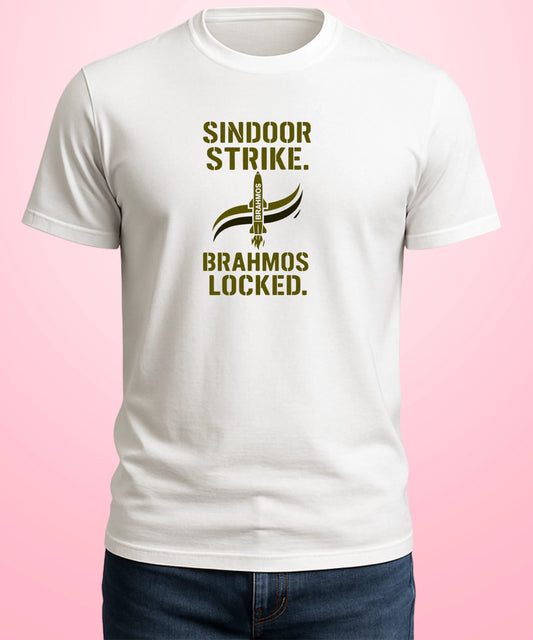 Sindoor Strike. BrahMos Locked White T-Shirt