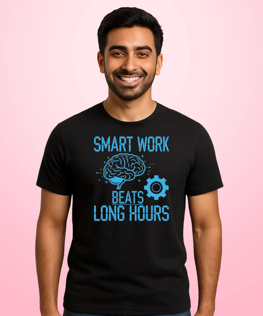Smart Work Beats Long Hours Black T-Shirt
