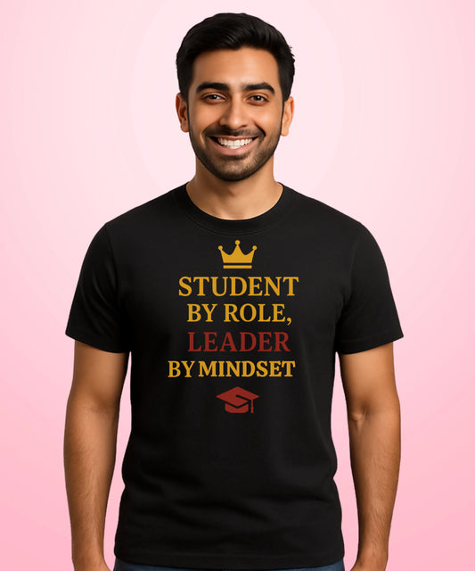 Student by Role, Leader by Mindset Black T-Shirt