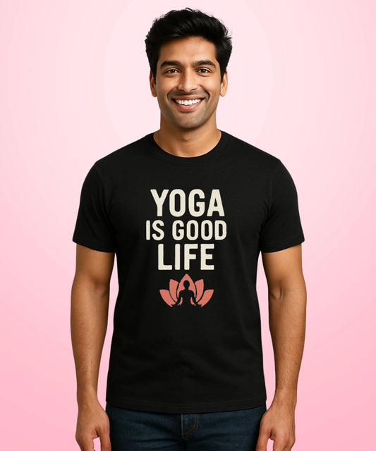 Yoga Is Good Life Black T-Shirt